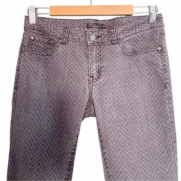 Prana Jeans Gray Chevron Low Rise Slim Straight Stretch Cotton Denim Size 6 - Picture 4 of 10